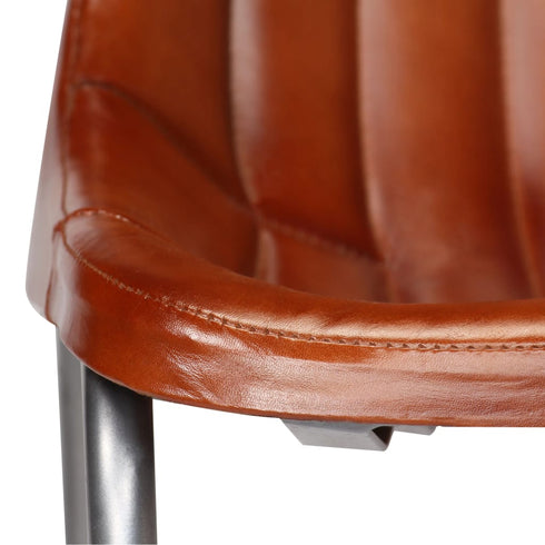 Swen Studio -  Dining Chairs 6 pcs Brown Real Leather